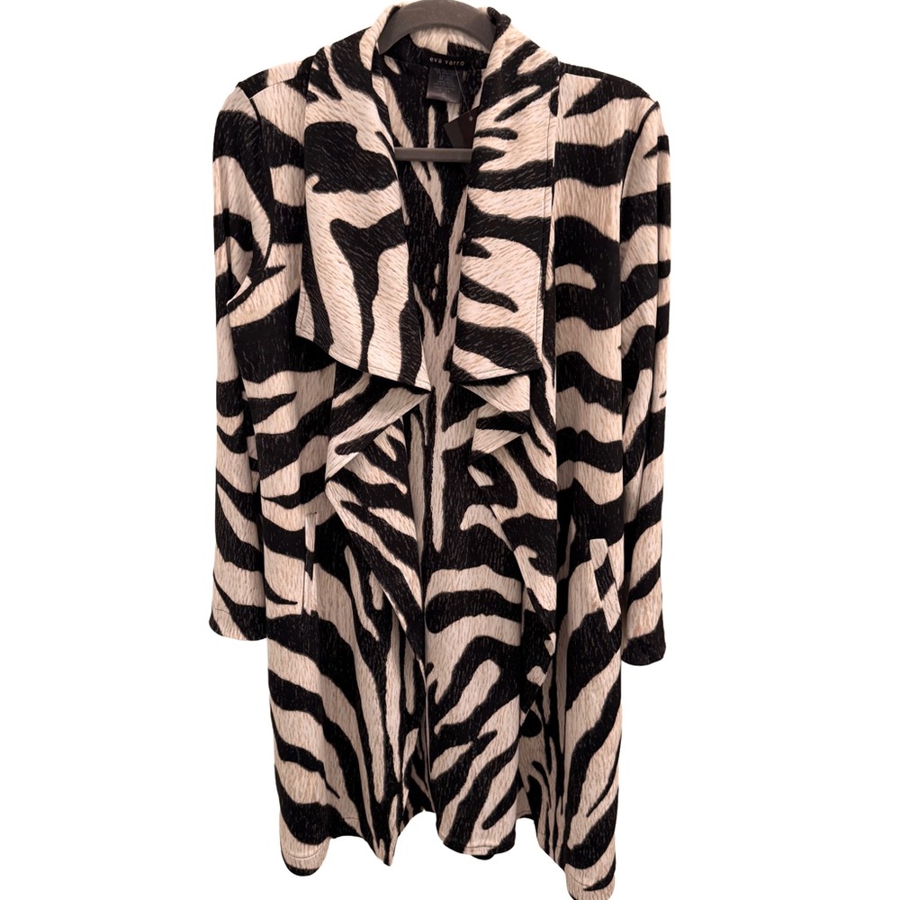 Eva Varro Zebra Print Open Collar Coat